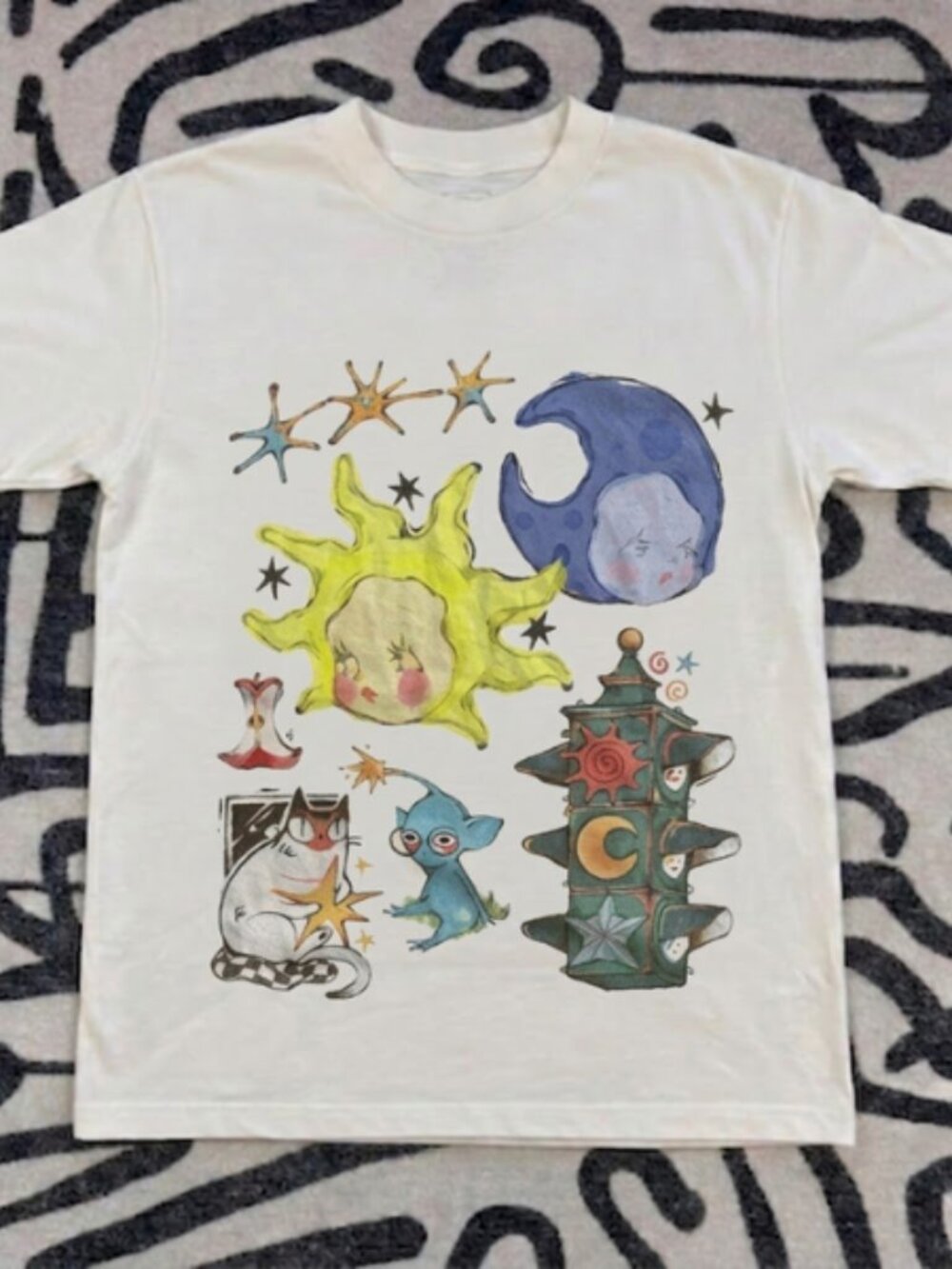Artsy Doodle Graphic Tee - Celestial & Whimsical Art Print